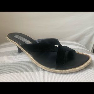 Barney’s New York X Strap Sandals with Kitten Heel